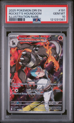 2025 Pokemon Destined Rivals Rocket's Houndoom Illustration Rare PSA 10 191/182 - Image 1