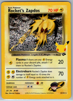 Pokemon Rocket's Zapdos Holo 25th Anniv. Celebrations Classic Collection 15/132 - Image 3
