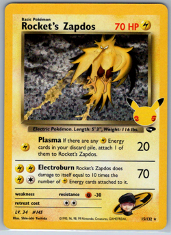 Pokemon Rocket's Zapdos Holo 25th Anniv. Celebrations Classic Collection 15/132 - Image 5