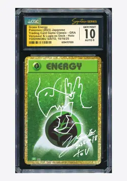 Pokemon CGC10 GEM AUTO9 Grass Energy Holo Yoshinobu Saito 2023 #GRA CLF Japanese - Image 1