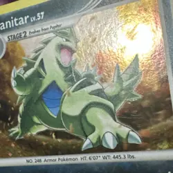 2007 Pokemon D&P Mysterious Treasures Tyranitar LV. 57#17/123 Rare Holo - Image 4