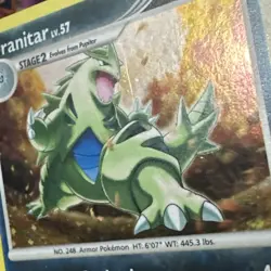 2007 Pokemon D&P Mysterious Treasures Tyranitar LV. 57#17/123 Rare Holo - Image 5