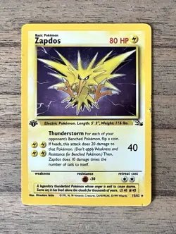 Pokemon Zapdos 15/62 Fossil 1st Edition Holo Rare 1999 - Image 1