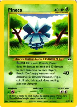 Pokemon TCG Pineco 61/75 Neo Discovery Regular Unlimited LP - Image 1