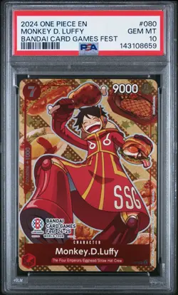 2024 ONE PIECE PROMOS BANDAI CARD GAMES FEST P-080 Monkey.D.Luffy PSA 10 - Image 1
