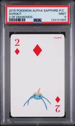 2015 POKEMON ALPHA SAPPHIRE PLAYING CARDS 2 OF DIAMONDS SURSKIT PSA 9 - Image 1