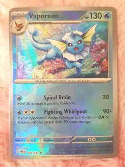 2025 Pokemon Vaporeon (Poke Ball Pattern) 022/131 Rare Prismatic Evolutions Card - Image 1