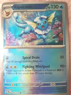 2025 Pokemon Vaporeon (Poke Ball Pattern) 022/131 Rare Prismatic Evolutions Card - Image 4