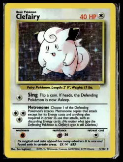 Pokemon Base Set #005/102 Clefairy Holo Rare - Image 1