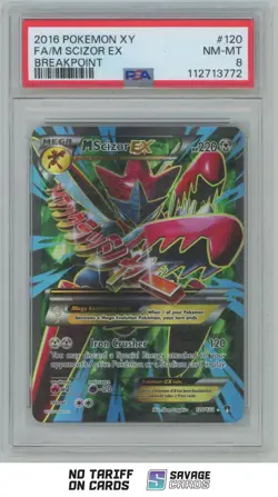 2016 Pokemon XY BREAKpoint Full Art M Scizor EX PSA 8 #120/122 - Image 1