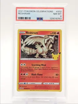 RESHIRAM 2021 POKEMON CELEBRATIONS CLASSIC COLLECTION RARE 002/025 PSA 8 Q0004 - Image 1