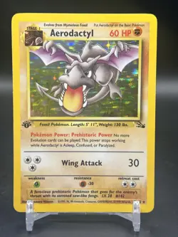 Aerodactyl 1st Edition Fossil Holo Rare 1/62 1999 Pokemon English WOTC NM- - Image 1