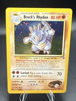 Pokemon TCG Brock’s Rhydon Holo 2/132 Gym Heroes Swirl - Image 1