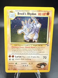 Pokemon TCG Brock’s Rhydon Holo 2/132 Gym Heroes Swirl - Image 2