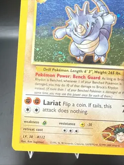 Pokemon TCG Brock’s Rhydon Holo 2/132 Gym Heroes Swirl - Image 3