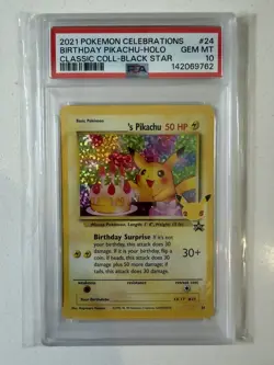 2021 POKEMON CELEBRATIONS CLASSIC COLL #24 BIRTHDAY PIKACHU-HOLO PSA 10 Gem Mint - Image 1