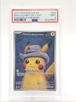 PIKACHU GREY FELT HAT 2023 POKEMON POKEMON X VAN GOGH PROMO A #085 PSA 9 Q0004 - Image 1