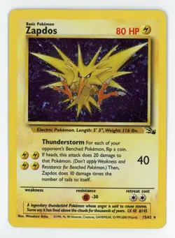 Zapdos Cosmos Holo - Pokemon 1999 Fossil #15 VG-EX+ / EX - Image 1