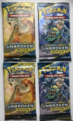 Pokemon Sun & Moon Unbroken Bonds Booster Pack Lot of 4 - Factory Sealed - Image 1