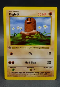 1999 Pokemon Game 1st Edition DIGLETT Shadowless English 47/102 *Never Played* - Image 1