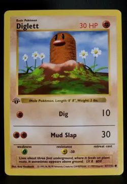 1999 Pokemon Game 1st Edition DIGLETT Shadowless English 47/102 *Never Played* - Image 2
