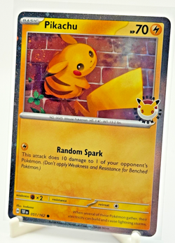 Pikachu 051 /162 Stamped 2026 Pokemon Day 30th Anniversary Promo Cosmos w/ SWIRL - Image 1