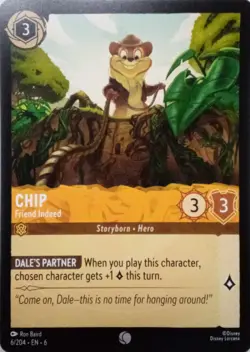 6/204 CHIP FRIEND INDEED AZURITE SEA COMMON DISNEY LORCANA CARD - Image 1