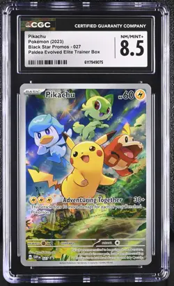 CGC 8.5 Pikachu 2023 Black Star Promo 027 Pokemon Card - Image 1