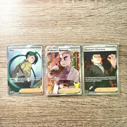 Pokemon Giovanni's Charisma Trainer +2 bonus trainer cards Rika/Professor Oak NM - Image 1