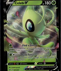 Celebi V Ultra Rare SWSH01: Sword & Shield Base Set 001/202 Grass Pokemon Card - Image 1
