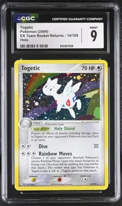 CGC 9 MINT Togetic 2004 EX Team Rocket Returns 14/109 Holo Pokemon Card - Image 1
