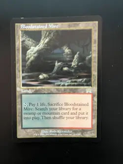 MTG Onslaught Bloodstained Mire - 8001 - see picts for condition - Image 1