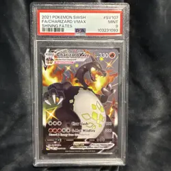 2021 POKEMON SWORD & SHIELD SHINING FATES #SV107 FULL ART/CHARIZARD VMAX PSA 9 - Image 1