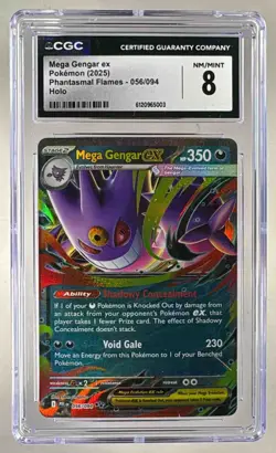 5003 Mega Gengar ex 2025 Pokemon Phantasmal Flames #056 CGC 8 - Image 1