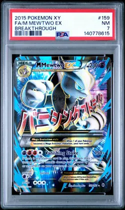 2015 Pokemon XY Breakthrough Full Art M Mewtwo EX #159 PSA 7 ES6 - Image 1