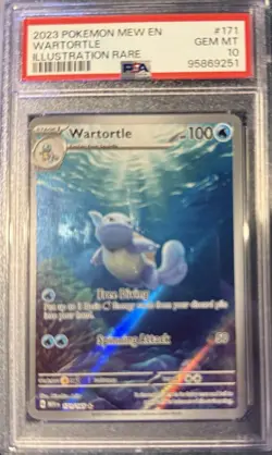 Wartortle 2023 SV151 Mew Illustration Rare Card 171/165 PSA Gem MT 10 - Image 1
