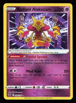Radiant Alakazam 059/195 Holo Silver Tempest Pokemon Card - Image 1