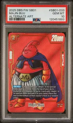 2025 DRAGON BALL SUPER CARD GAME FUSION WORLD MANGA #SB01-033 MAJIN BUU - PSA 10 - Image 1