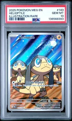Helioptile Illustration Rare Holo PSA 10 Gem - Pokemon Mega Evolution #143/132 - Image 1