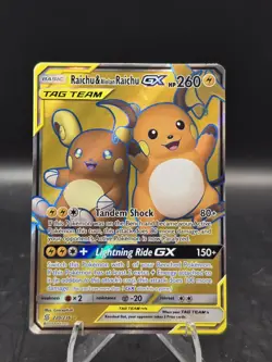 Pokemon TCG Raichu & Alolan Raichu GX 220/236 Tag Team Full Art Ultra Rare NM - Image 1