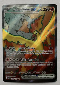 Pokemon Destined Rivals Team Rocket’s Moltres Ex 208/182 Double Rare Full Art NM - Image 1