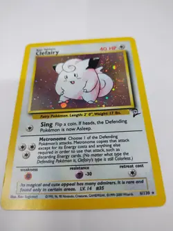 Perfect Swirl And Astrix Pokemon TCG Clefairy 6/130 Base Set 2 Holo Rare - Image 1