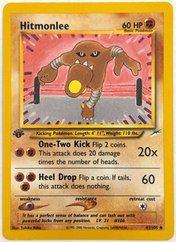 1st Edition Hitmonlee 42/105 Neo Destiny Pokemon 2000 NM - Image 1
