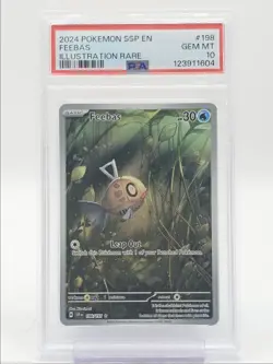 FEEBAS 2024 POKEMON SURGING SPARKS ILLUSTRATION RARE X 198/191 PSA 10 Q0004 - Image 1