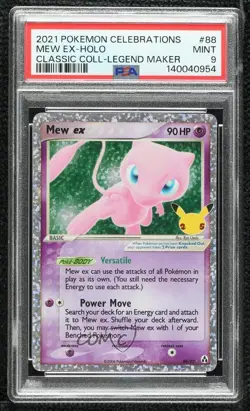 Mew ex (EX Legend Maker) Pokemon Celebrations Classic Collection PSA 9 MINT - Image 1