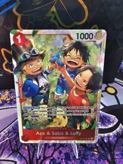 Ace & Sabo & Luffy OP13-007 SR Art Carrying on His Will ENGLISH - Image 1