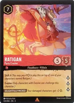 123/204 RATIGAN PARTY CRASHER SHIMMERING SKIES RARE DISNEY LORCANA CARD - Image 1