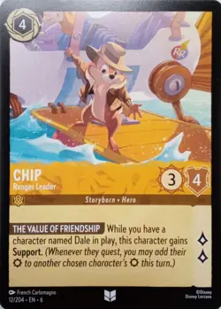 12/204 CHIP RANGER LEADER AZURITE SEA UNCOMMON DISNEY LORCANA CARD - Image 1