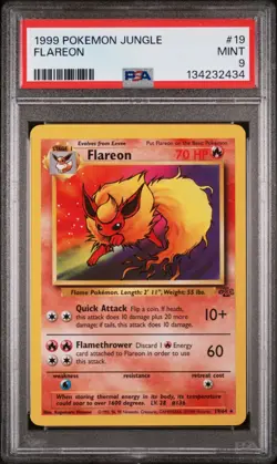 POKEMON CARD 1999 PSA 9 MINT JUNGLE SET Unlimited #19 Flareon Non Holo - Image 1