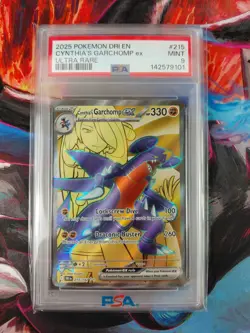 Pokemon Slab PSA 9 Cynthia's Garchomp EX 215/182 Destined Rivals Ultra Rare Card - Image 1